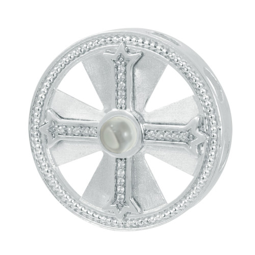 Pingente de Prata Neo Crystal Cruz São Bento com Zircônia 28mm