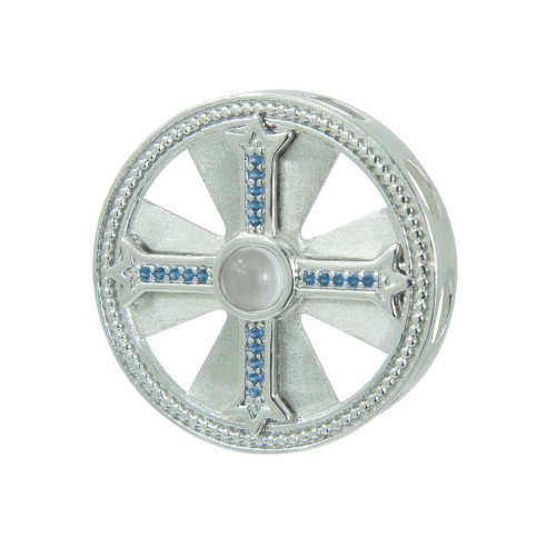 Pingente de Prata Neo Crystal Cruz São Bento Oração da lente São Bento