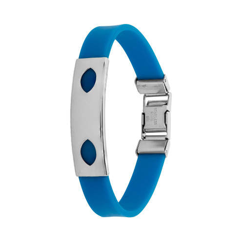Pulseira de Aço Color Teen Azul Chapa 10mm 21cm