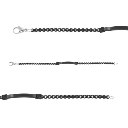Pulseira Aço Infinite Black Slim IPB 5mm com Fecho Lagosta