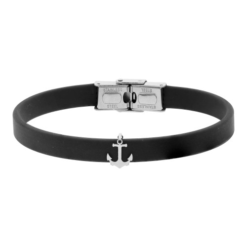 Pulseira de Aço New Style Âncora Caucciu Black 7.5mm 21cm