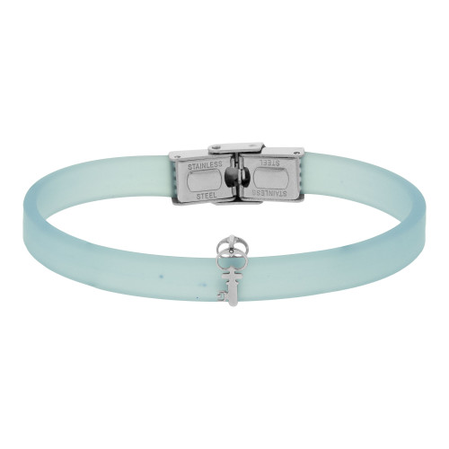 Pulseira de Aço New Style Key Caucciu Azul Celeste 7.5mm 21cm