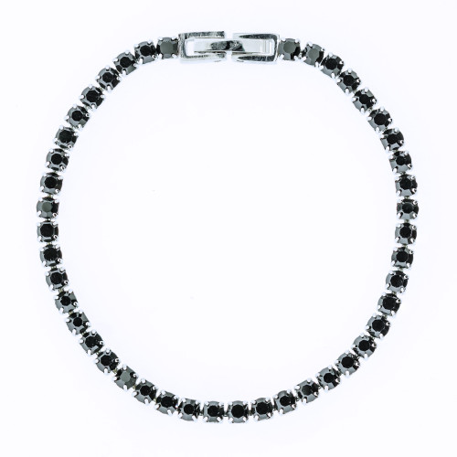 Pulseira de Aço Riviera com Zircônias Negras 16cm