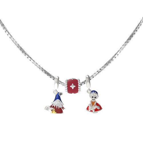 Colar de Prata do Signo de Gêmeos Veneziana e Berloques com Resina