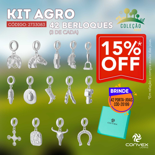 Kit Berloques de Prata Coleção Agro 42 Berloques