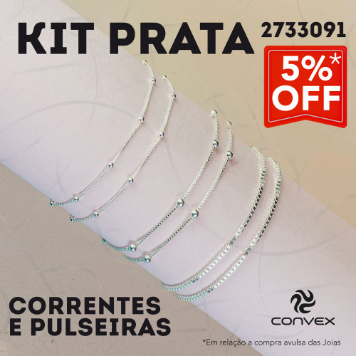 Kit com 110 Correntes e Pulseiras de Prata