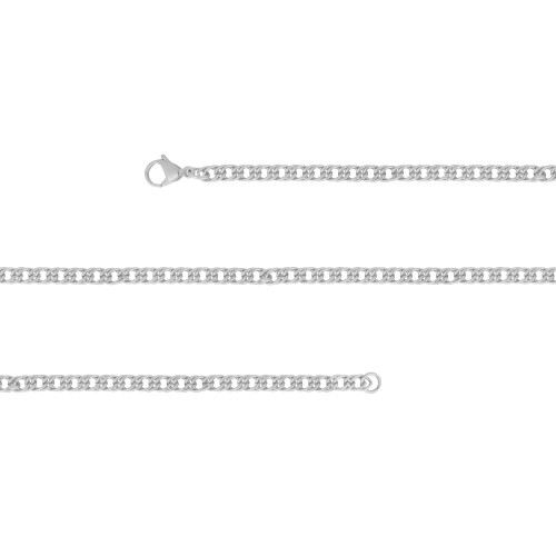 Corrente de Aço Elos Duplos Fio Fino 45cm