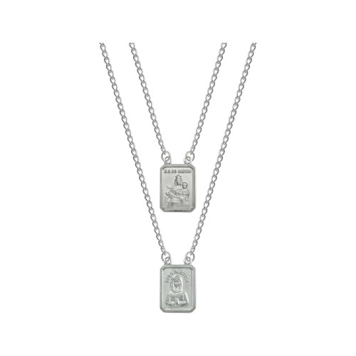 Escapulário de Aço NSra. Carmo e Rosa Mistica 14x11mm 60cm