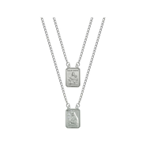 Escapulário de Aço Nossa Sra do Carmo e Santa Clara  60cm