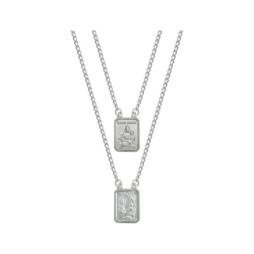 Escapulário de Aço NSra. do Carmo e São Rafael 14x11mm 60cm