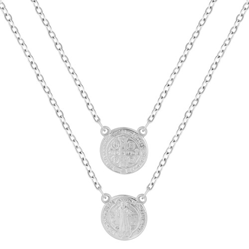 Escapulário de Aço Mini São Bento 8mm 60cm