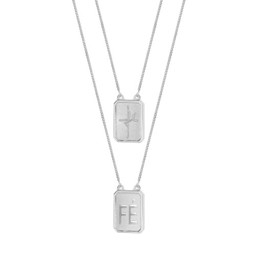 Escapulário de Aço Fé 65cm 14x11mm Corrente Veneziana