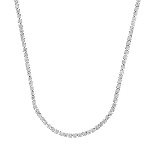 Colar de Aço Riviera com Zircônia Branca 40cm extensor 5cm