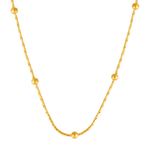 Colar de Aço Veneziana Bolinha Dourado IPG 45cm