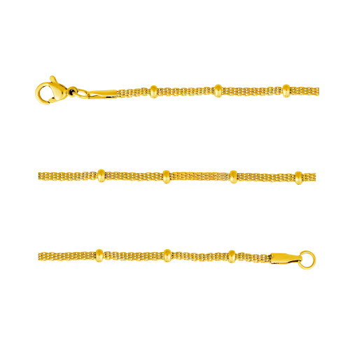 Colar de Aço Corea Bolinha Dourado IPG 45cm