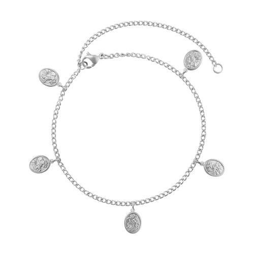 Pulseira de Aço Glam Malha Groumet São Jorge 0.9x0.7mm 21cm