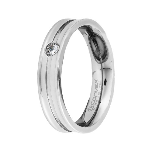 Aliança de Aço Ena 5mm com Zircônia