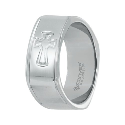 Anel de Aço Quadri Cross com Cruz 9mm