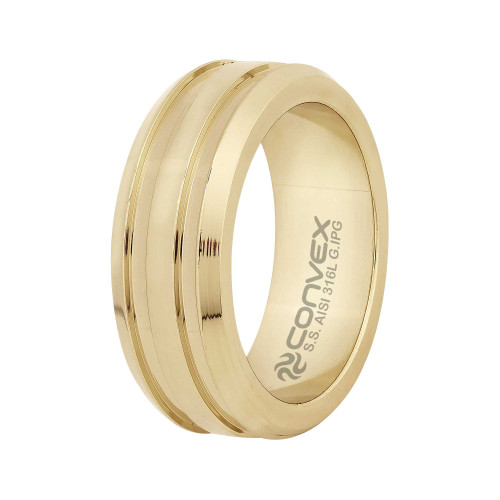Aliança de Aço Eros Gold Ipg Dourada 8mm