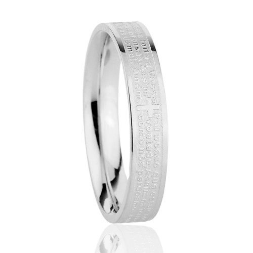 Anel de Aço Pai Nosso 4mm