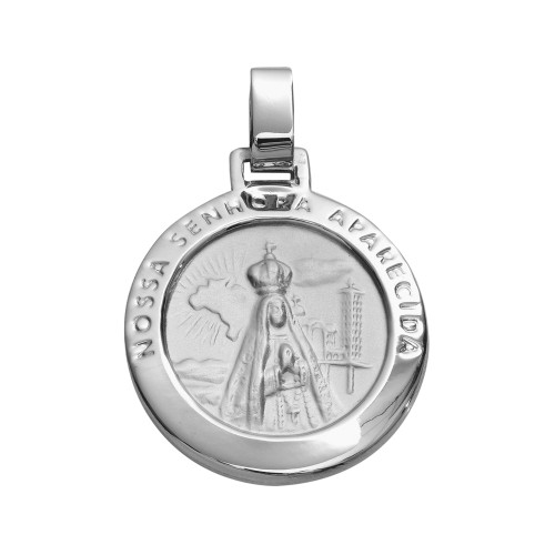 Pingente de Aço N. S. Aparecida e Papa Bento XVI com Frei Galvão 30mm