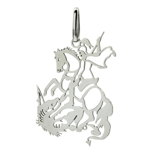 Pingente Aço São Jorge Vazado Laser Oval 20x16mm