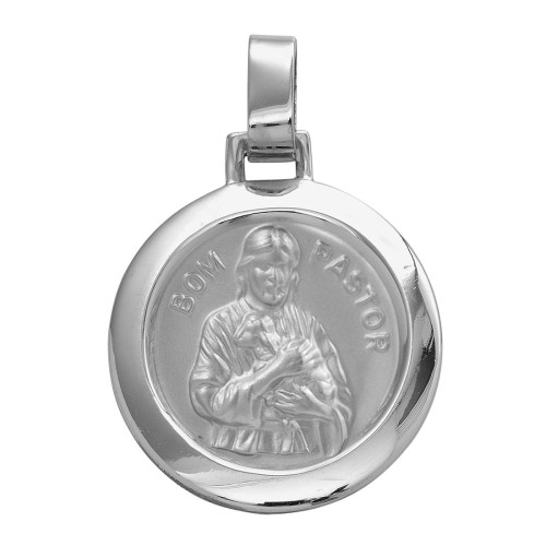 Pingente de Aço Bom Pastor Redondo 30mm
