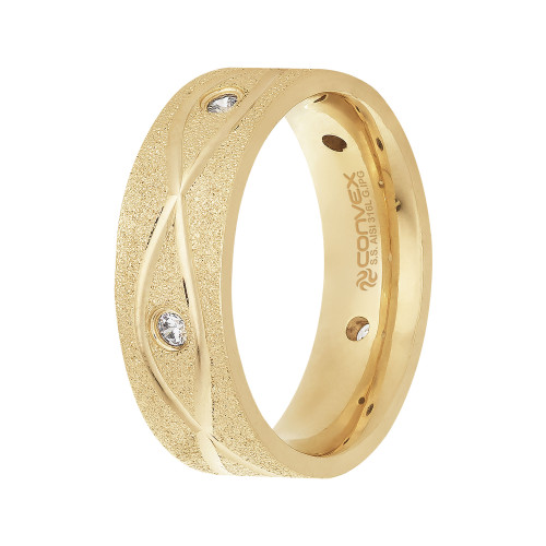 Aliança de Aço Eternity Gold Ipg com Zircônia 7mm