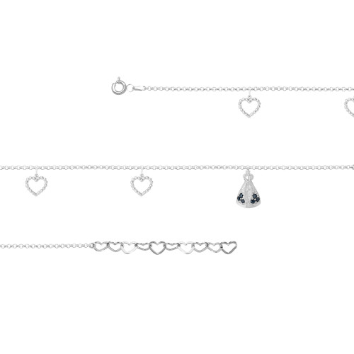 Pulseira de Prata N. Sra. Aparecida com Zircônia