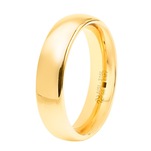 Aliança de Aço Goldness SE Dourada 5mm.