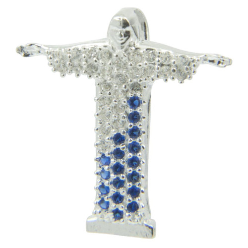 Pingente Prata Cristo Redentor com Zircônias 22x18.5mm