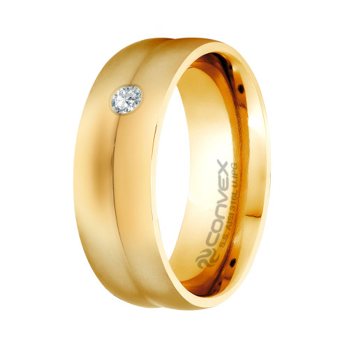 Aliança de Aço Forever Ultra Ipg com Zircônia Swarovski 8mm