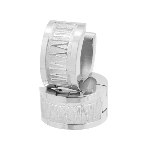 Brinco Aço Argola Número Romano 13.8x6.8mm