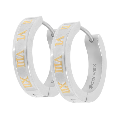 Brinco de Aço Argola Número Romano com IPG 20x4mm