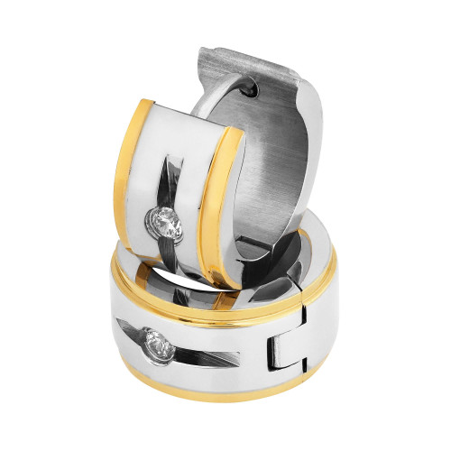 Brinco Aço Argola Friso Lateral IPG com Zircônia