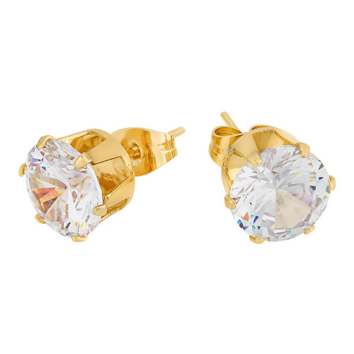 Brinco de Aço Ponto de Luz com Zircônia 5mm Dourado IPG