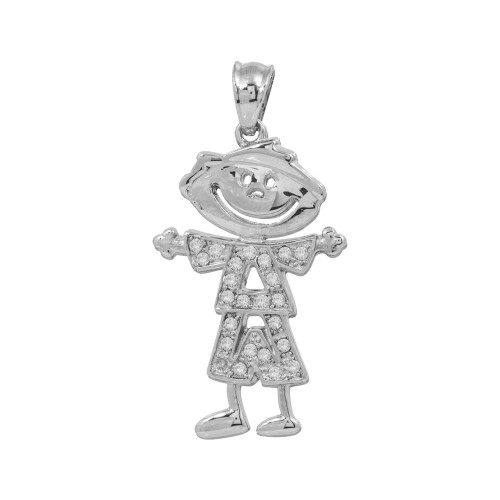 Pingente de Aço Menino Feliz com Zircônias 36x22mm