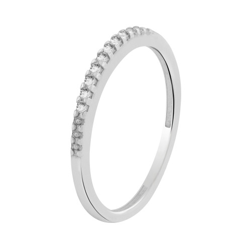 Anel de Prata Meia Aliança com Zircônia Branca 1.8x2mm