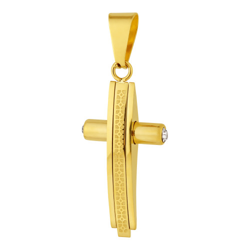 Pingente de Aço Cruz IPG Trabalhada 30x15mm