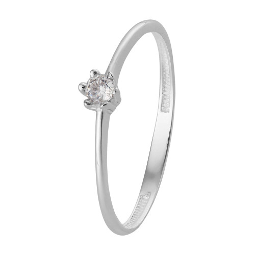 Anel de Prata  Solitário com Zircônia