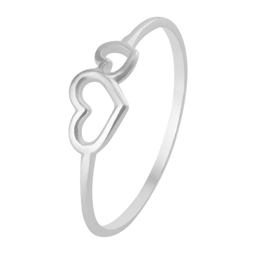 Anel de Prata Dois Corações