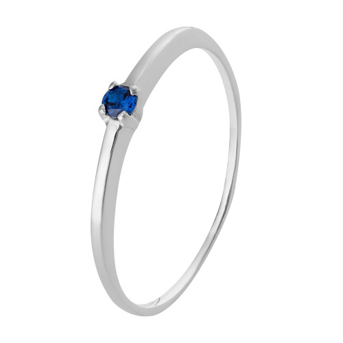 Anel de Prata Solitário com Zircônia Azul Coleção link