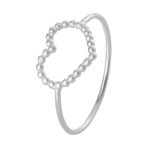 Anel de Prata Coração Ball