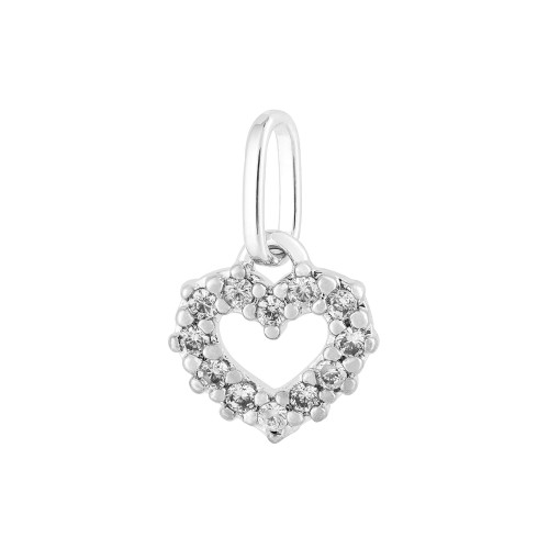 Pingente de Prata Coração com Zircônias Brancas 6x8mm