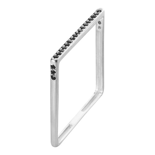 Anel de Prata Style Quadrado com Zircônia Black