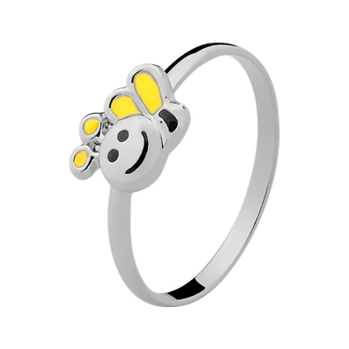 Anel de Prata Infantil Abelhinha com Resina