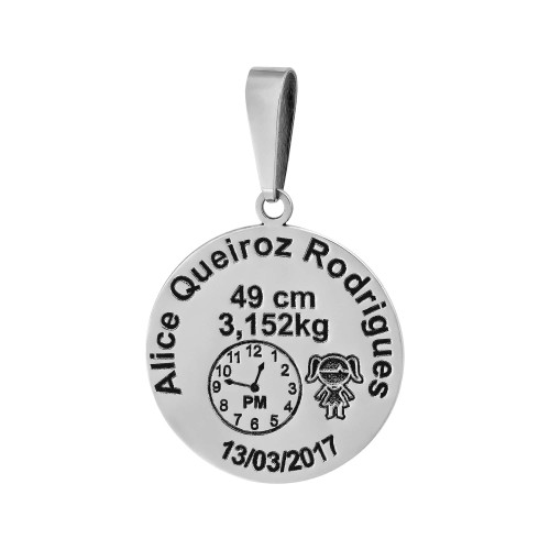 Pingente de Aço Mandala do Nascimento Menina 27mm
Personalizado
