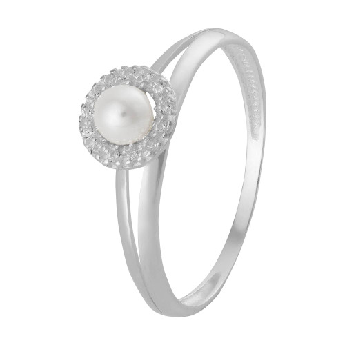 Anel de Prata Coleção Brisa com Pérola e Zircônias Brancas
