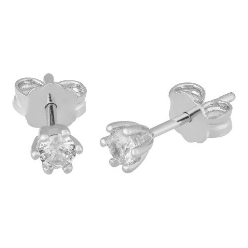 Brinco de Prata Ponto de Luz com zircônia 4mm