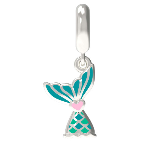 Berloque de Prata Cauda de Sereia com Resina Italiana